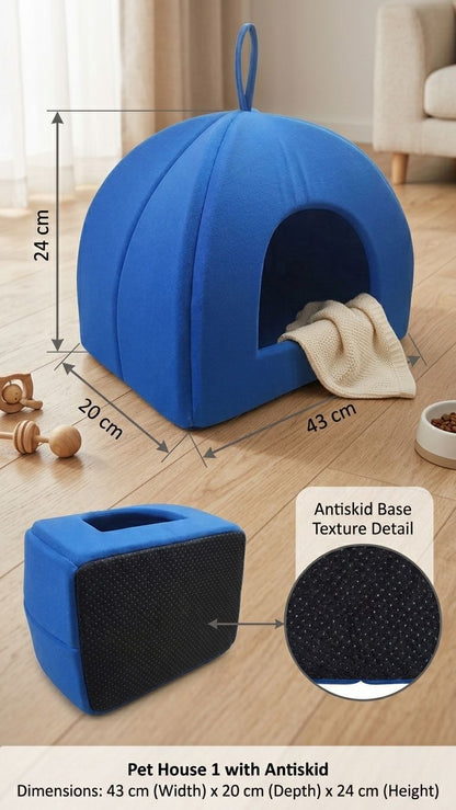 Pet House For Cats & Small Dogs | Foldable Soft Cave Bed Indoor