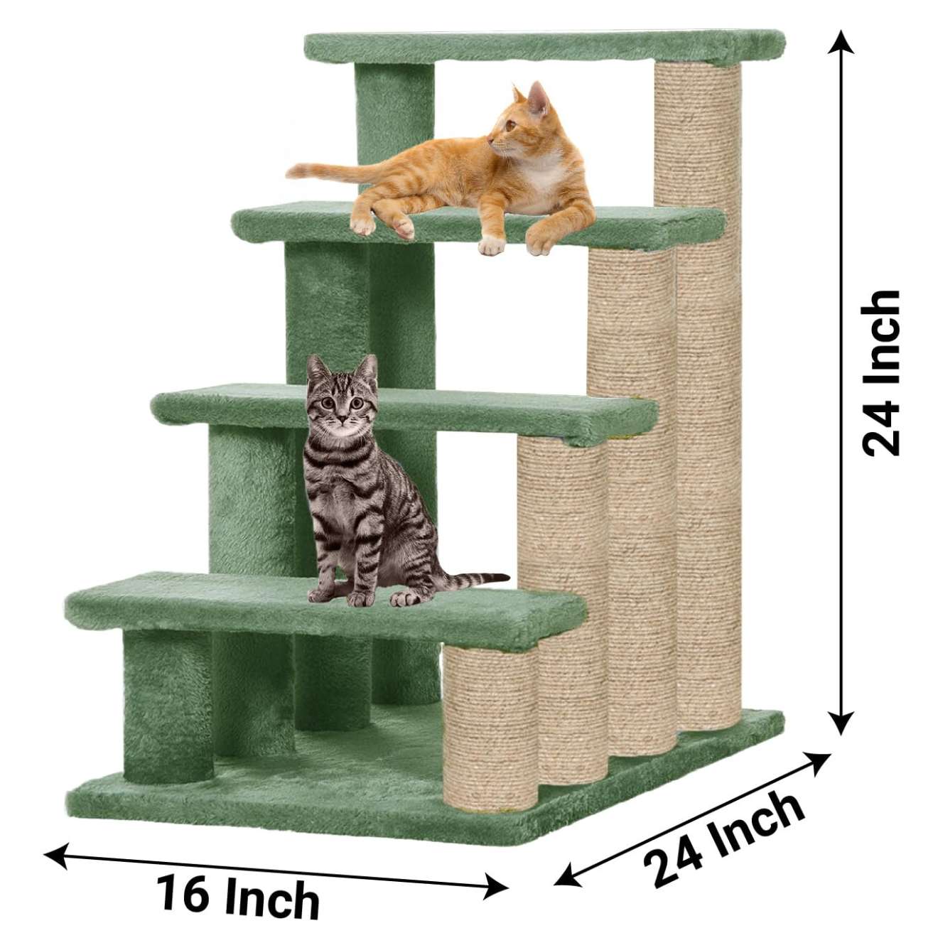 4-Level Cat Stairs with Jute Posts - Plush Climbing Frame for Indoor Cats