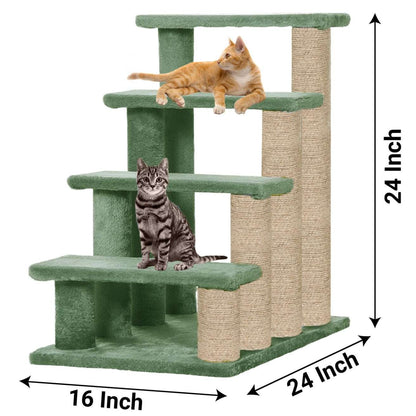 4-Level Cat Stairs with Jute Posts - Plush Climbing Frame for Indoor Cats
