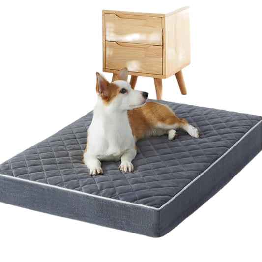 Orthopedic Memory Foam Dog Bed Waterproof, Washable Anti-Slip Large Pet Bed (Grey)