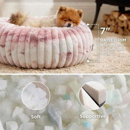 Donut Pet Bed for Cats & Puppies | Soft Plush, Cozy & Calming |Reversible, Washable (55 CM)