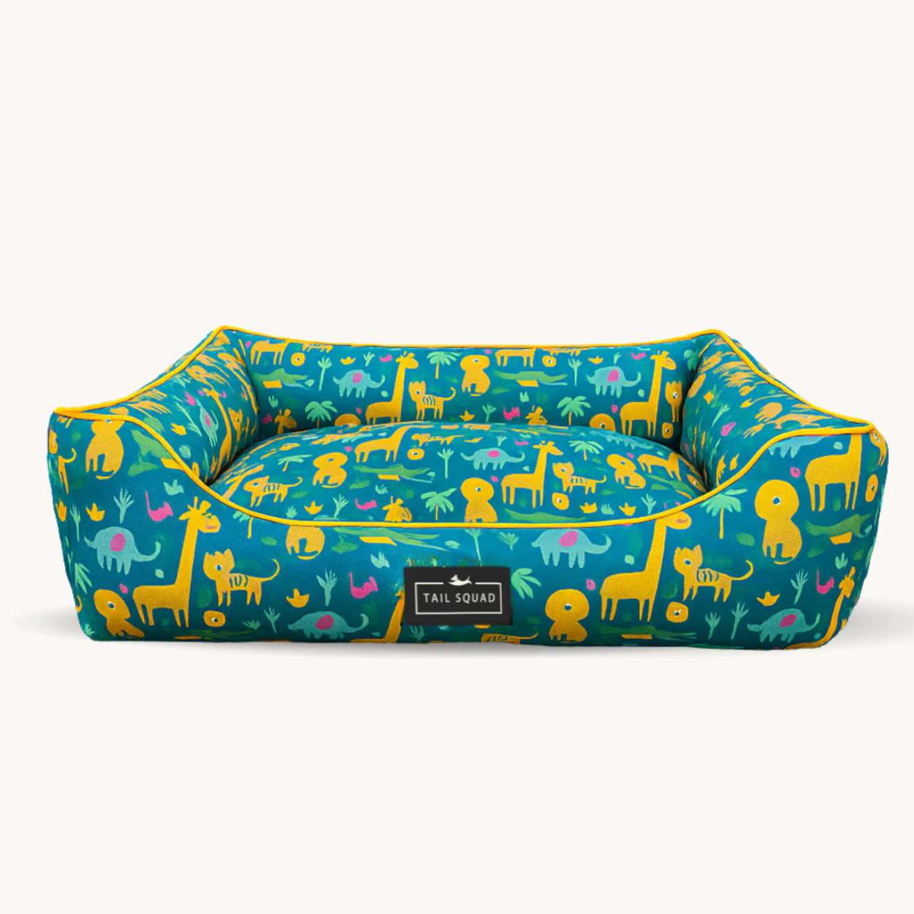 Washable Printed Lounger Bed for Dogs & Cats (Forest Kin)