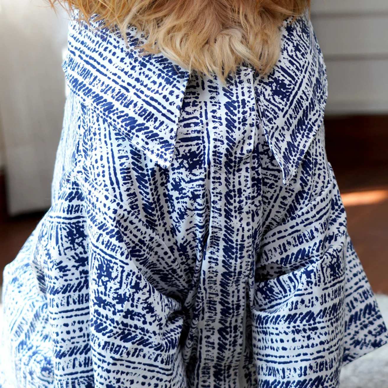 Designer Blue Dog Shirt | Cotton Casual Pet Wear