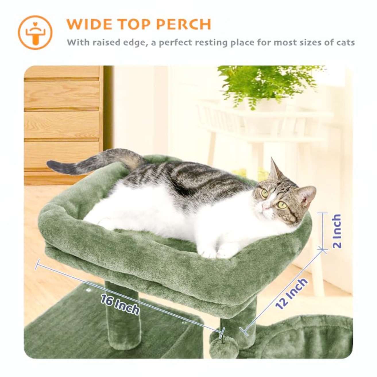 Cat Tree with Scratching Posts, Hammock and Perches(Green)