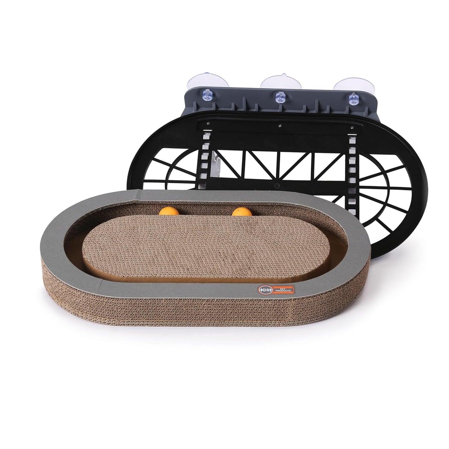 Cat Window Hammock Bed | Scratcher Pad & Ball Track Toy for Indoor Cats (14" x 24")