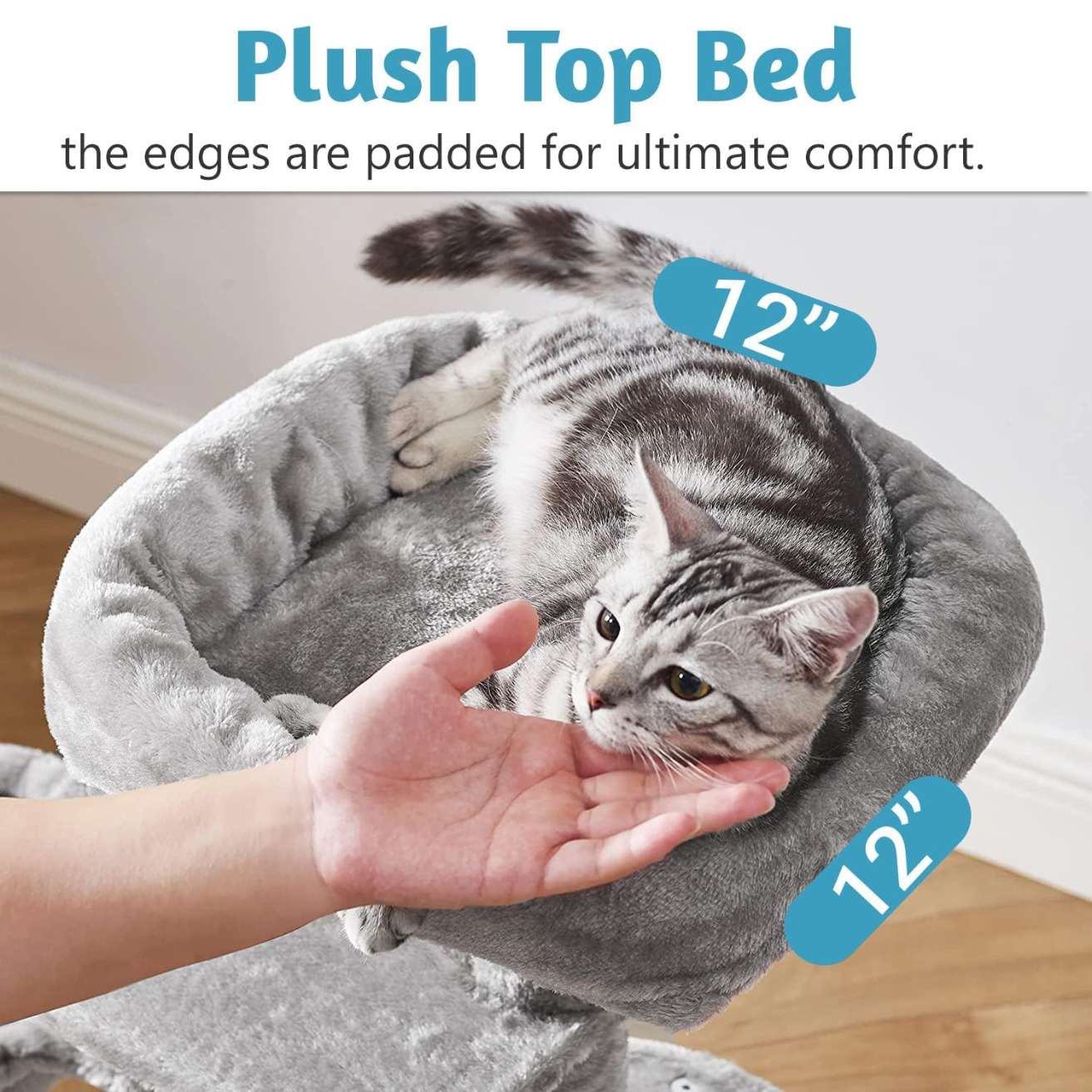 Cat Kitten Scratching Post Activity Tree - Condo, Fur Fabric, Detachable Bed, Jute Rope