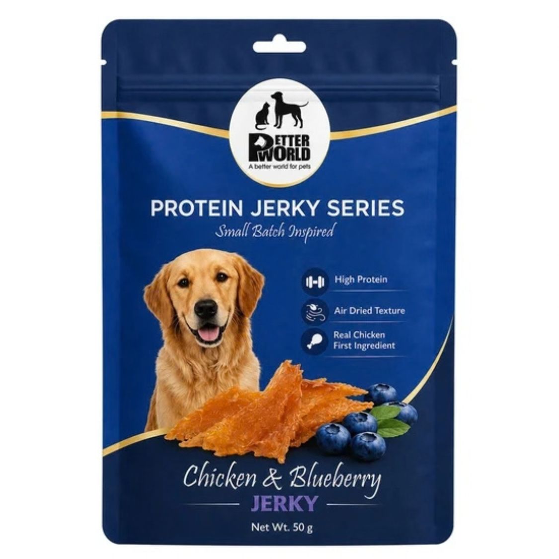 Dog Snacks | Premium Chicken Jerky Dog Treats with Blueberry