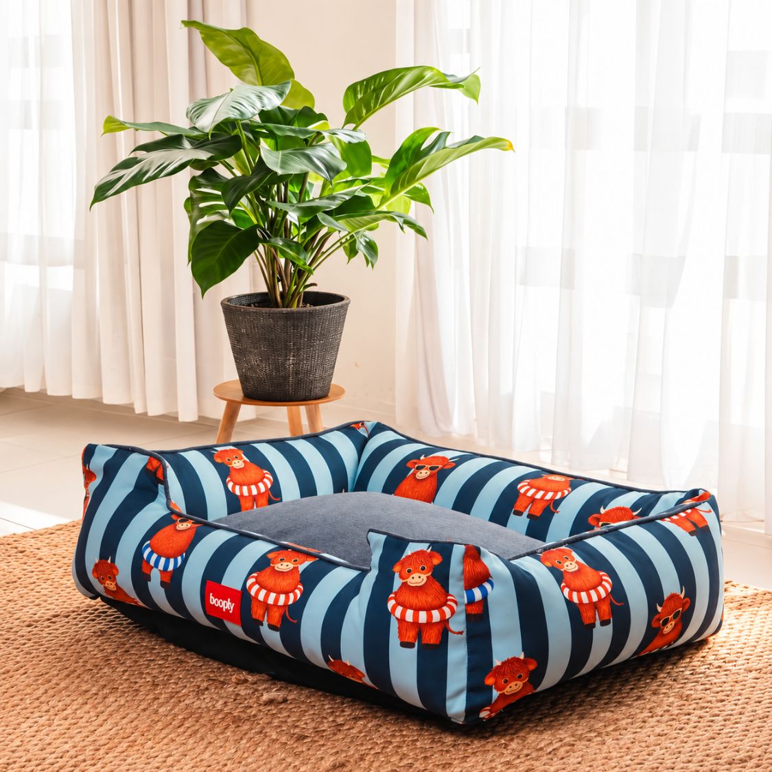 Dog Bed | Raised Side Pet Bed for Cozy Indoor Sleep & Rest - Blue