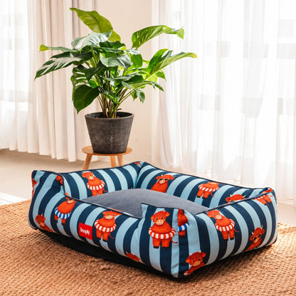 Dog Bed | Raised Side Pet Bed for Cozy Indoor Sleep & Rest - Blue