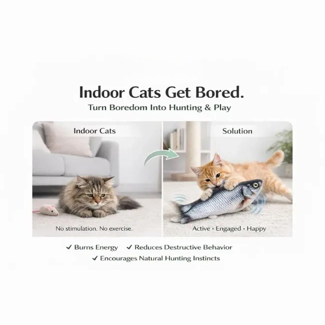 Flopping Fish Cat Toy | Rechargeable Interactive Indoor Cat Toy