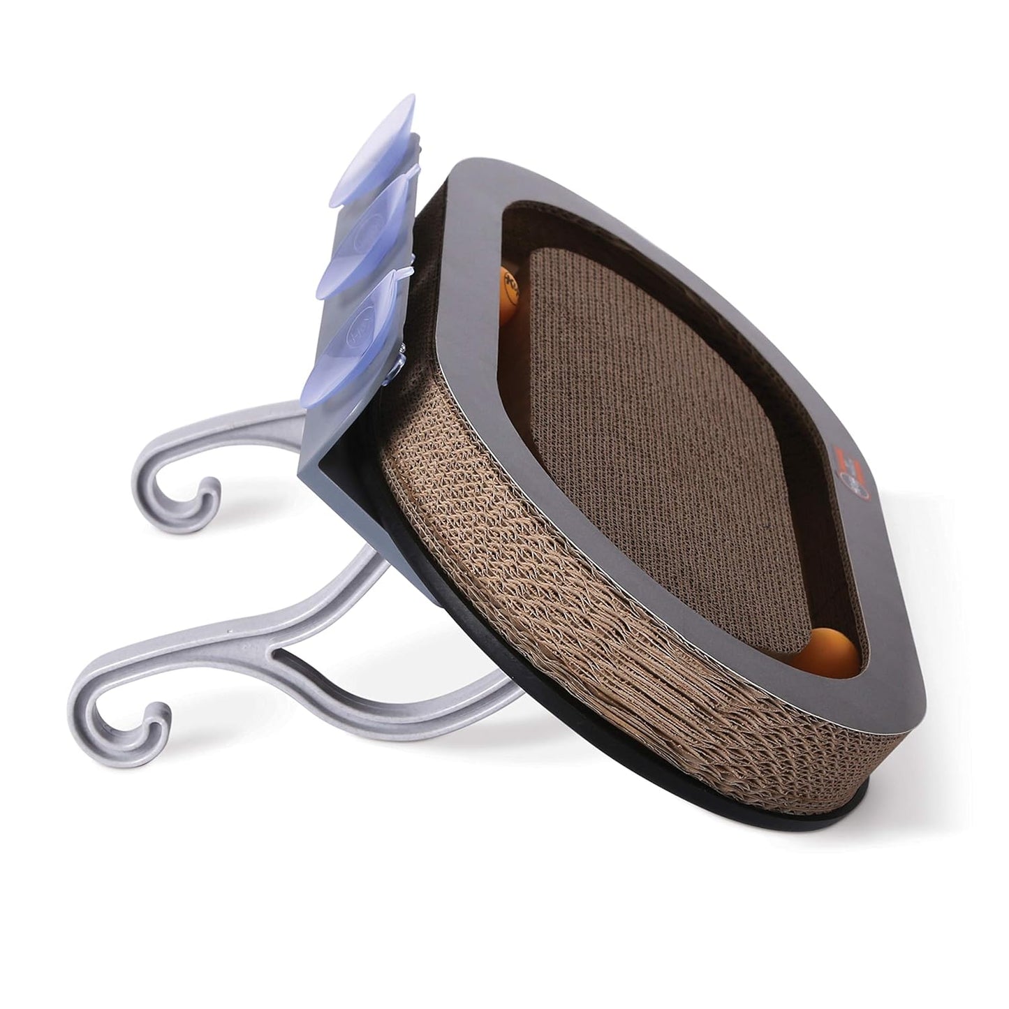 Cat Window Hammock Bed | Scratcher Pad & Ball Track Toy for Indoor Cats (14" x 24")
