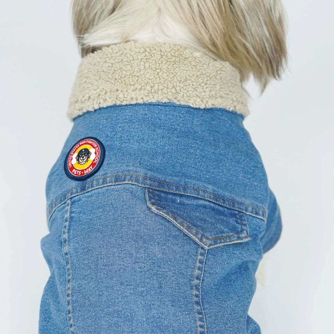 Dog Denim Jacket | Dog Winter Jacket with Soft Sherpa Lining
