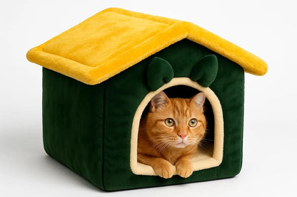 Premium Pet Hut Bed | Soft Cat Cave for Cats & Small Dogs