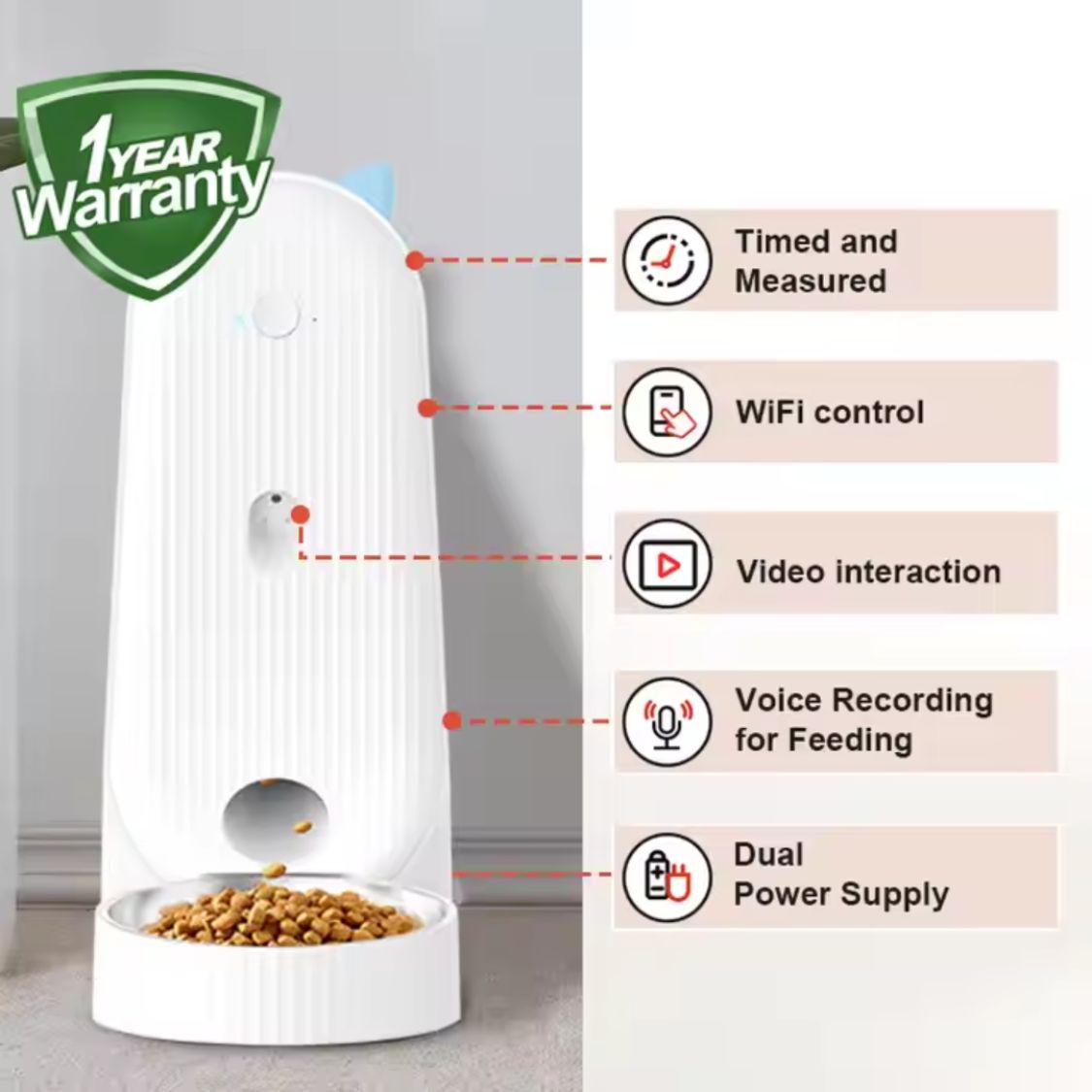 Smart Automatic Pet Feeder with Camera | App Control for Cats & Dogs