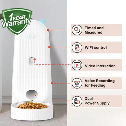 Smart Automatic Pet Feeder with Camera | App Control for Cats & Dogs