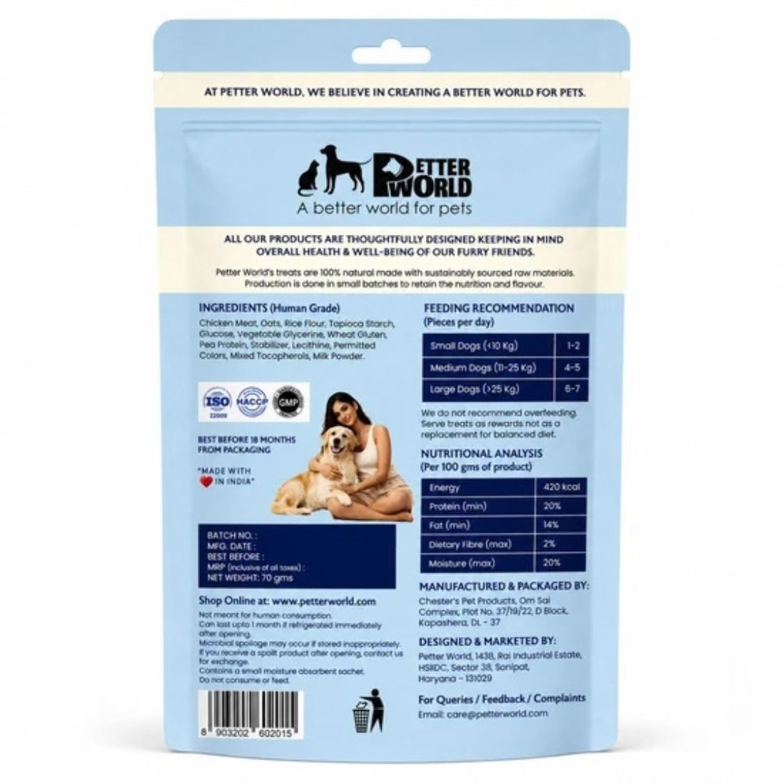 Dog Treats | Dog Rewards Snacks Premium Chicken with Milk 70g