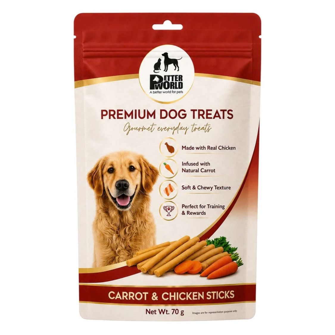 Dog Treats | Dog Snacks Gourmet Chicken with Air-Dried Carrot 70g