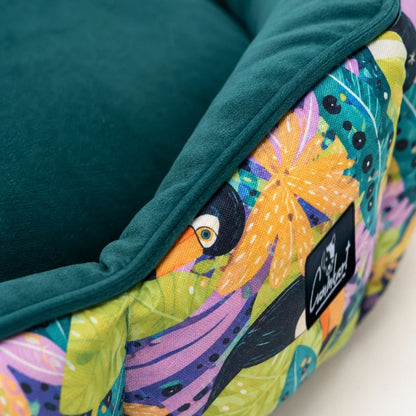 Washable Dog Bed with Raised Sides | Soft Cushioned Pet Bed for Dogs Floral