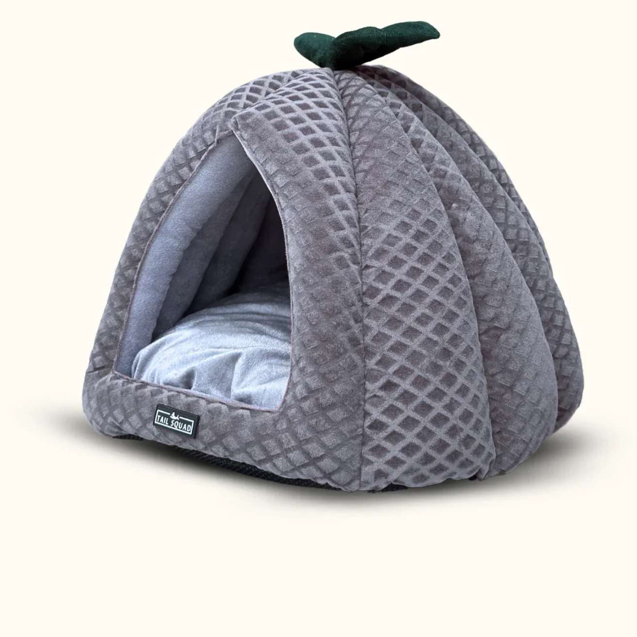 Premium Soft Pumpkin-Shaped Cat & Dog Hut (Grey)