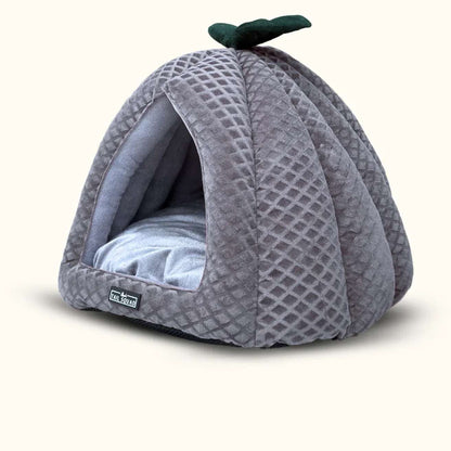 Premium Soft Pumpkin-Shaped Cat & Dog Hut (Grey)