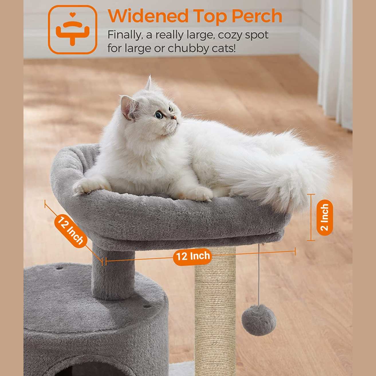 Cat Tree with Scratching Post, Condo and Toy Ball, 19 Inch x 12 Inch x 18 Inch