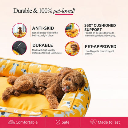 Dog Bed | Pet Bed Soft Cushioned for Cozy Rest -Sunshine Snooze