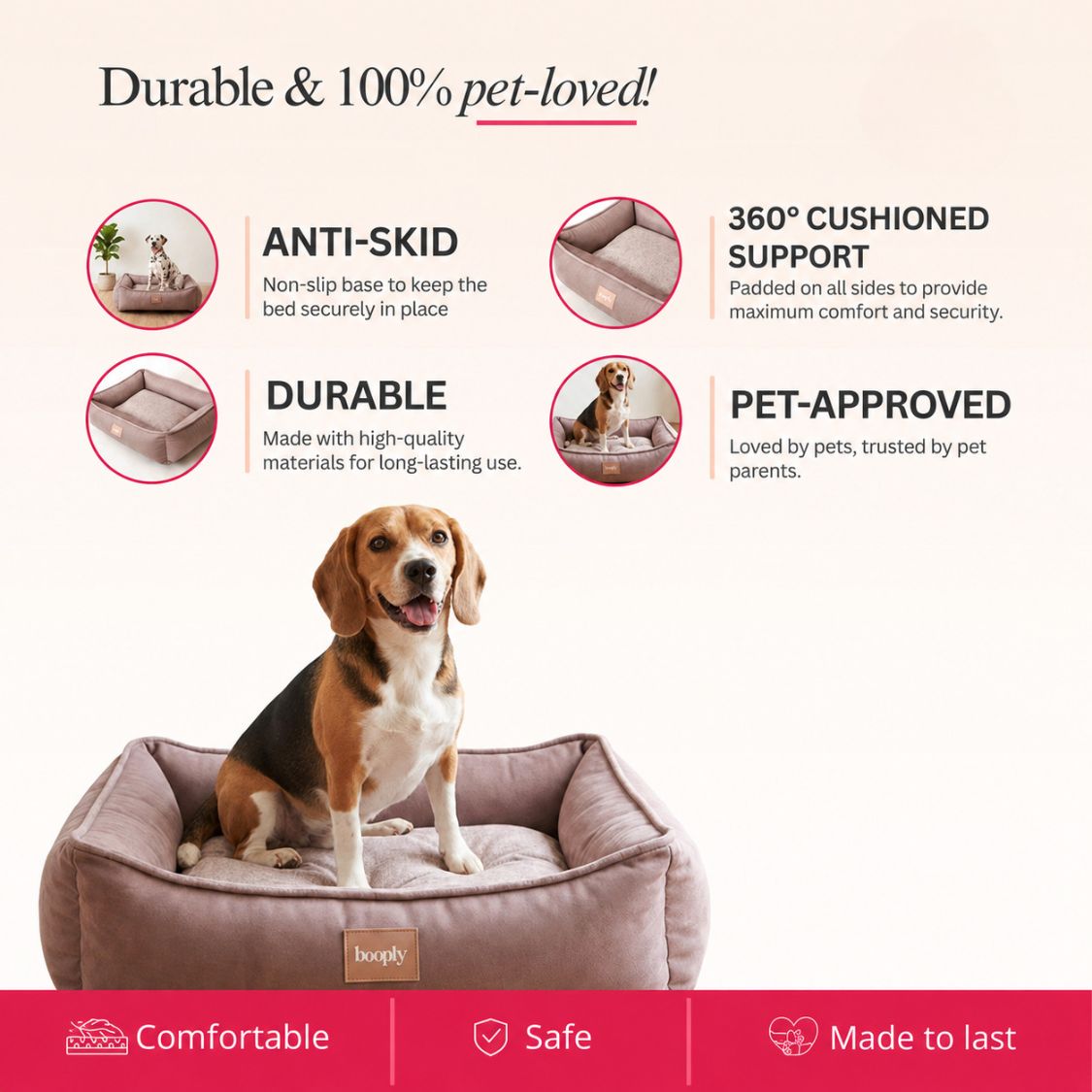 Dog Bed Orthopedic | Pet Cushioned Lounger for Indoor Rest