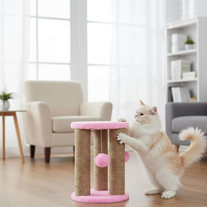 Cat Sisal Scratching Post with Hanging Ball, Playing Cat tree (Height 14 Inch)