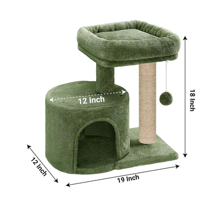 Cat Tree with Scratching Post, Condo and Toy Ball, 19 Inch x 12 Inch x 18 Inch