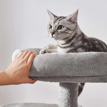 Cat Kitten Scratching Post Activity Tree - Condo, Fur Fabric, Detachable Bed, Jute Rope