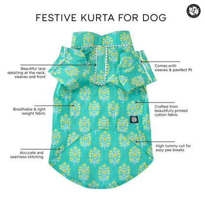 Dog Kurta Combo | Soft Cotton Ethnic Pet Wear | Festive Dog Clothes