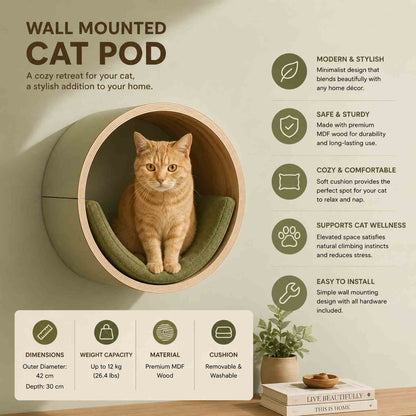 Orbit Cat Pod | Mounted Cat Bed, Floating Cat House & Cozy Cat Perch