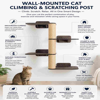 WallTrail Cat Climber – Cat Tree, Scratcher, Steps & Perch for Indoor Cats