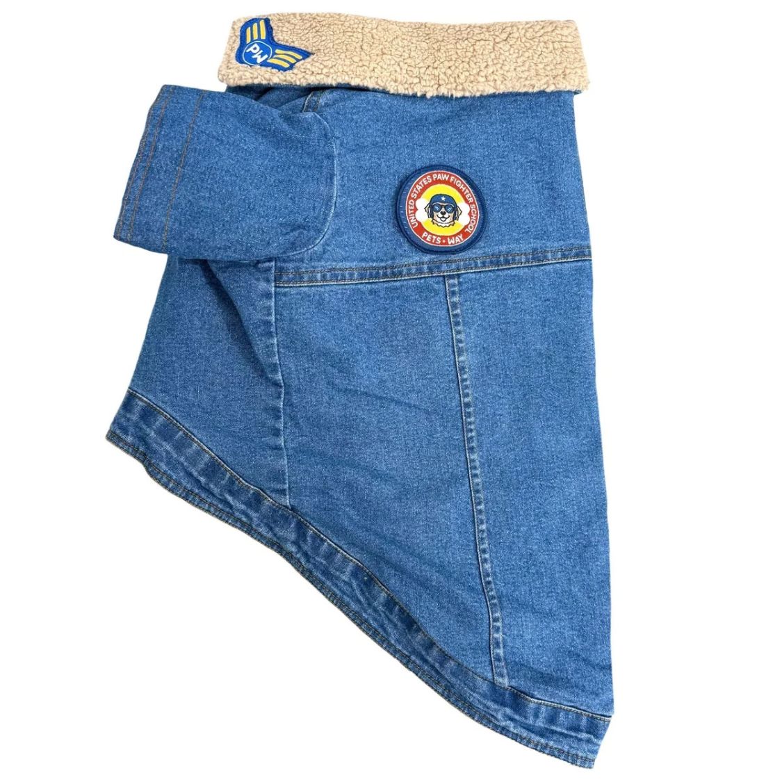 Dog Denim Jacket | Dog Winter Jacket with Soft Sherpa Lining