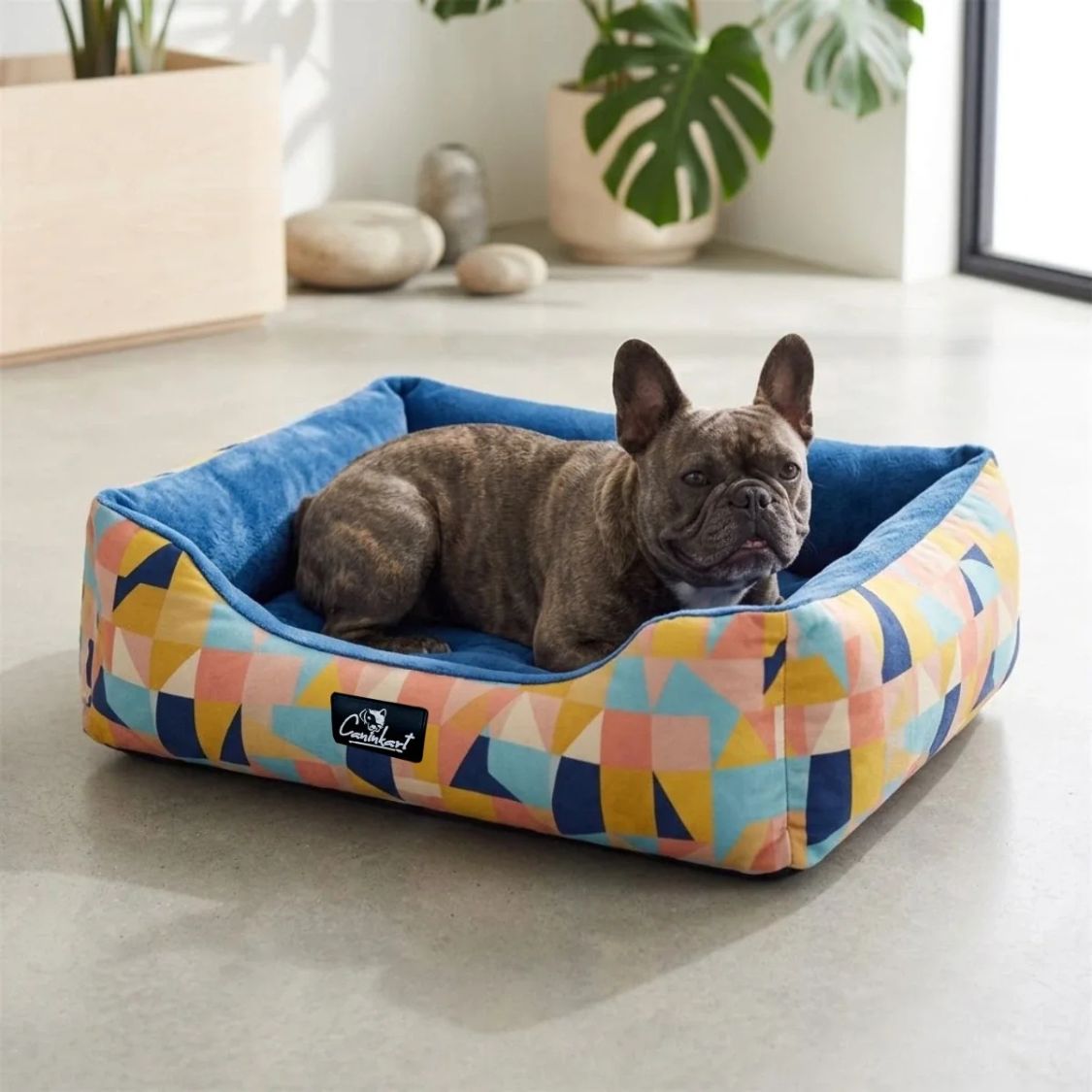 Comfortable Pet Bed with Raised Edges | Soft Washable Lounger for Dogs & Cats