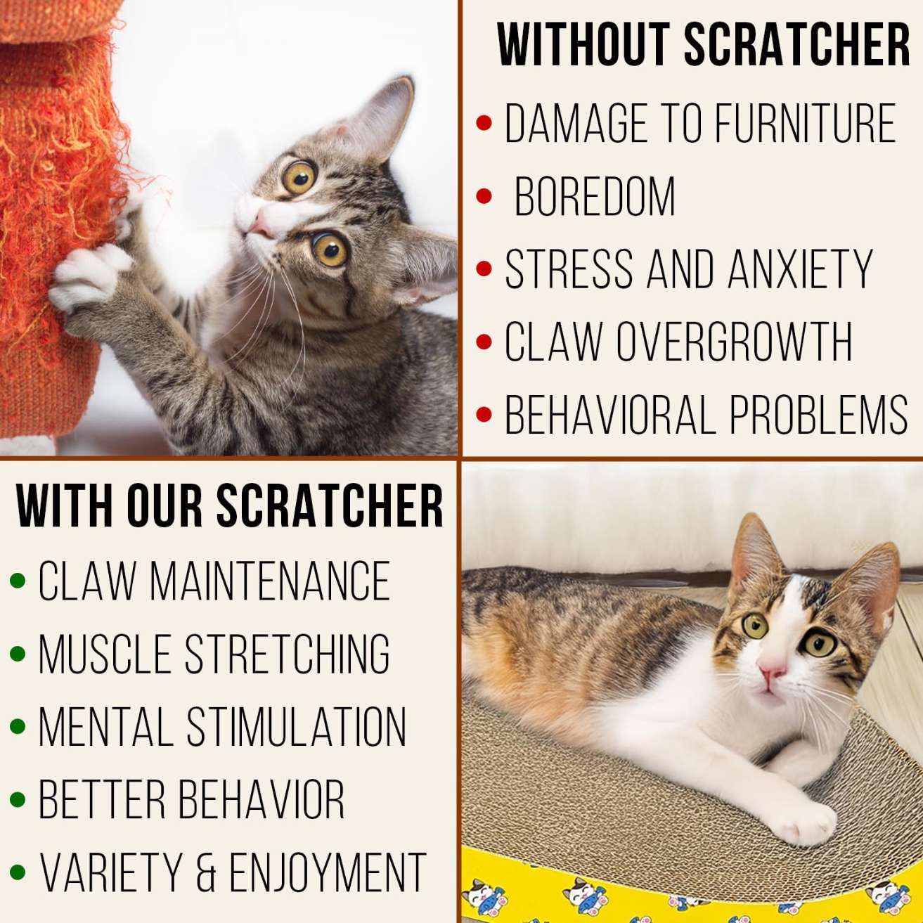 2 in 1 Reversible Cat Scratcher with cat nip for Cats and Kittens, Toys for Cats and Kittens (Wave)