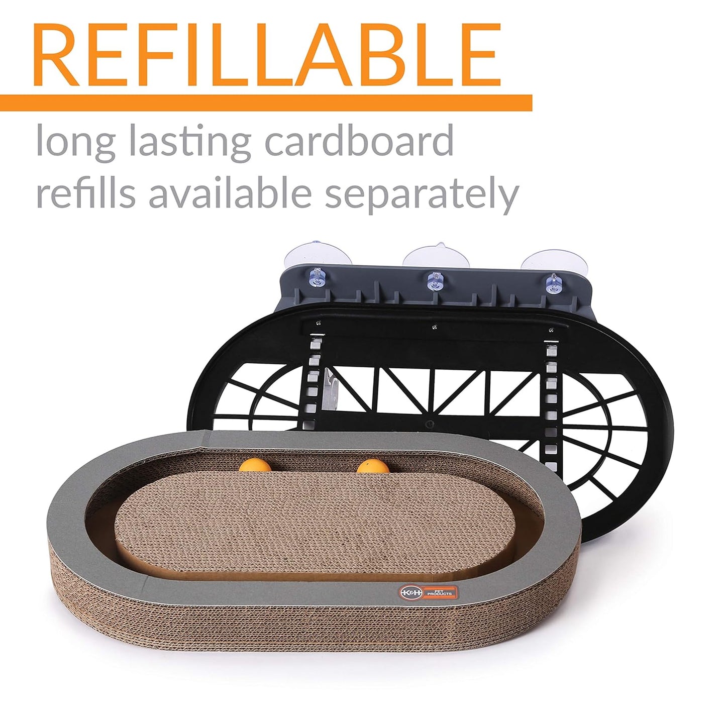 Cat Window Hammock Bed | Scratcher Pad & Ball Track Toy for Indoor Cats (14" x 24")
