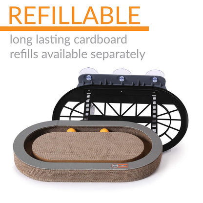 Cat Window Hammock Bed | Scratcher Pad & Ball Track Toy for Indoor Cats (14" x 24")