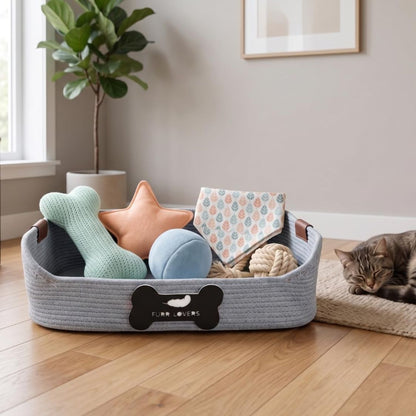 Pet Sleeping Basket | Large Woven Bed with Raised Sides for Cats & Dogs
