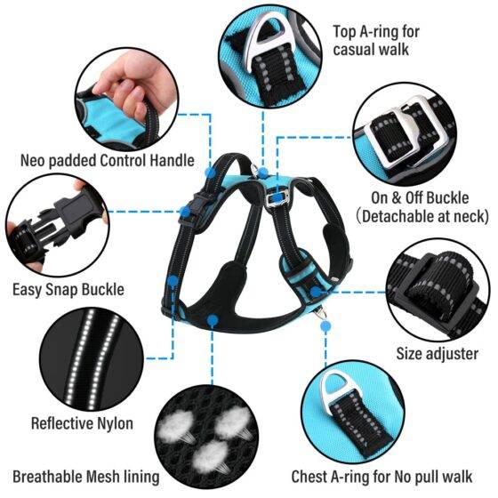 Hank Dog Harness Blue Features