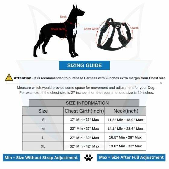 Size Chart Dog Harness