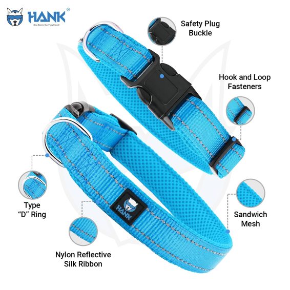 Cyan blue hank dog collar