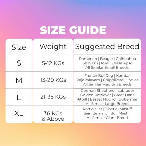 Size Chart For Dog Harness