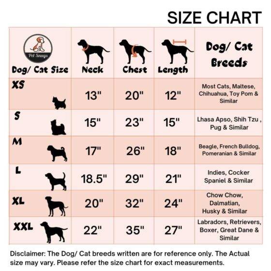 Dog Sweater Size Chart