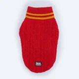 High Neck Cable Knit pet Sweater Red