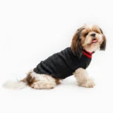 High Neck Cable Knit pet Sweater Black