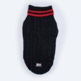 High Neck Cable Knit pet Sweater Black