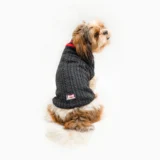 High Neck Cable Knit pet Sweater Black